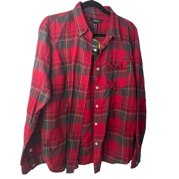 Forever 21 Plus Size Red Plaid Flannel Fall Wardrobe Staple - Picture 1 of 4